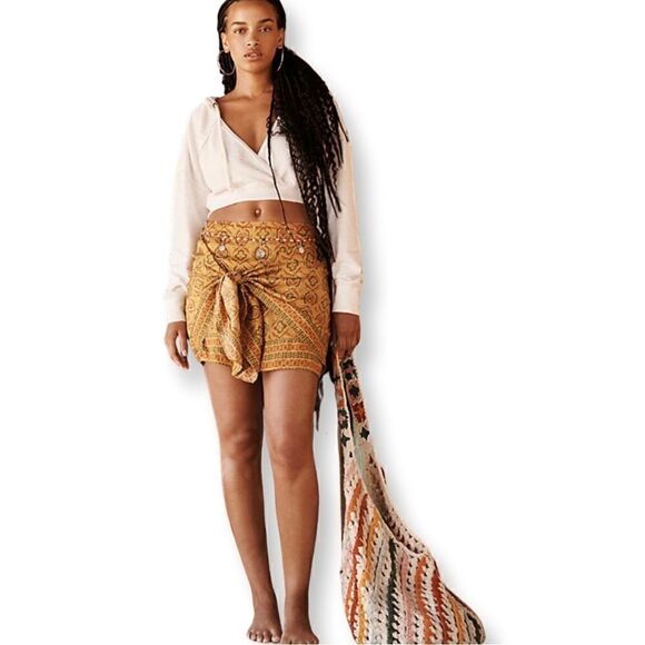 Free People Imogen Sarong Mini Skirt NWT Size 4 - Picture 3 of 9